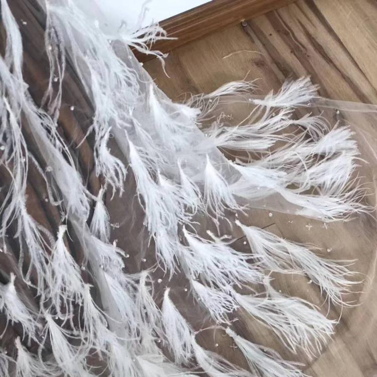 Французский 3d белый перо кружево ткань для свадебное платье Оптовая Чистая YS8200