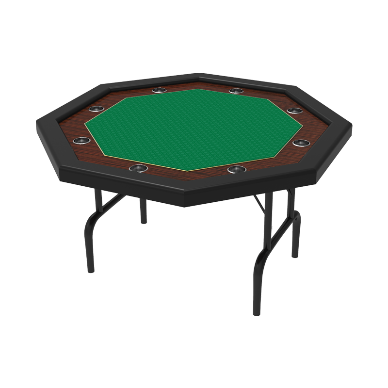 YH Simple Polygon Wood Table Casino Folding Poker Table With Runway Stainless Cup