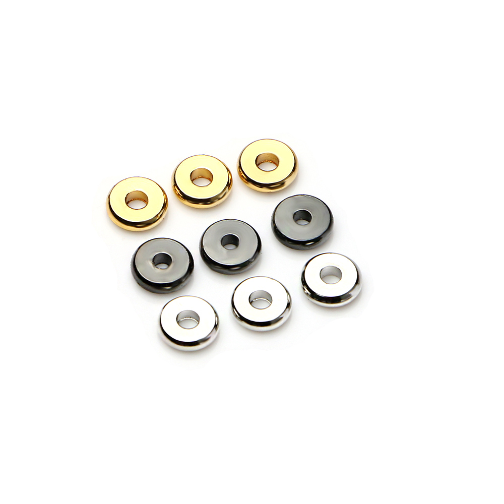 2mm hole Solid flat copper spacer beads with real gold plated and colorful beaded DIY custom bracelet loose beads accessories