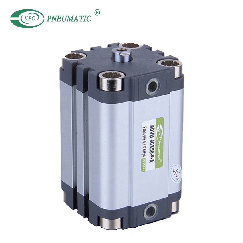 ADVU Series Bore 20 25 40 50 80mm ISO 21287 Standard Double Acting Air Compact Mini Pneumatic Cylinder