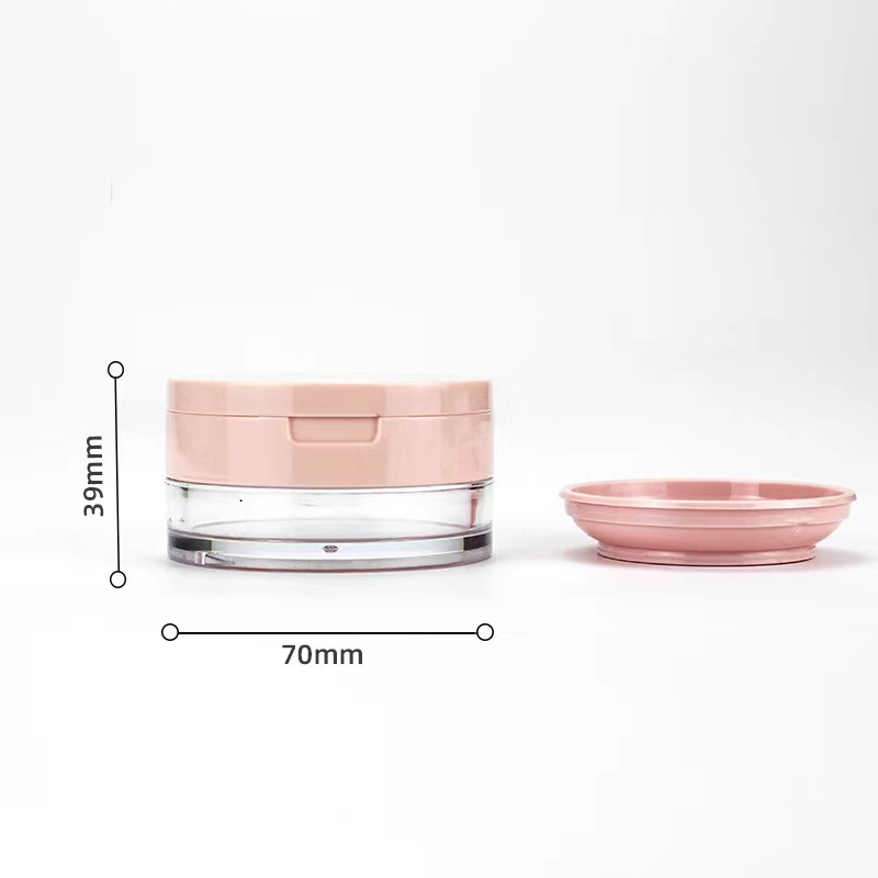 15g 20g pink black round plastic loose powder jar container with mirror and sifter / portable flip cosmetic packaging