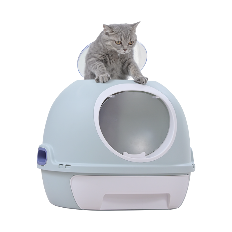 High Quality Smart closed Detachable Easy Clean Cat Toilet Egg Shape Spill Prevention Cat Litter Basin Plastic Pet Poop Box