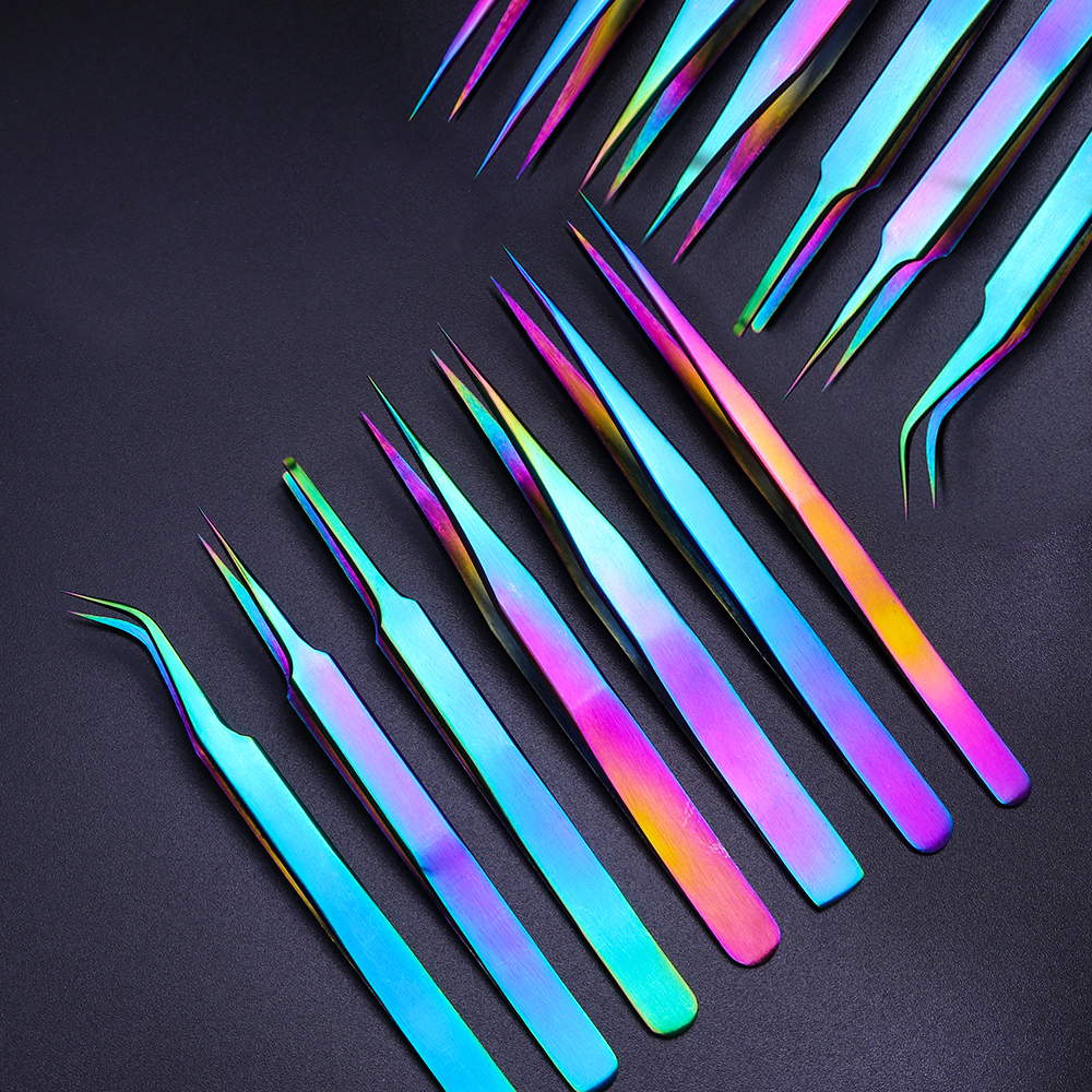 Stainless Steel Tweezers Volume Eyelashes Extensions Eyebrow Clipper Nipper Tweezers Curved Straight Nail Tools