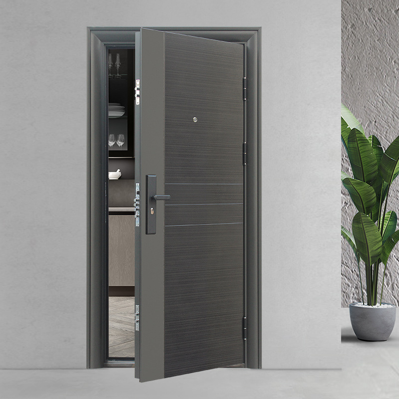 Modern Style Exterior Security Metal Anti Thief Steel Security Doors With Smart Lock