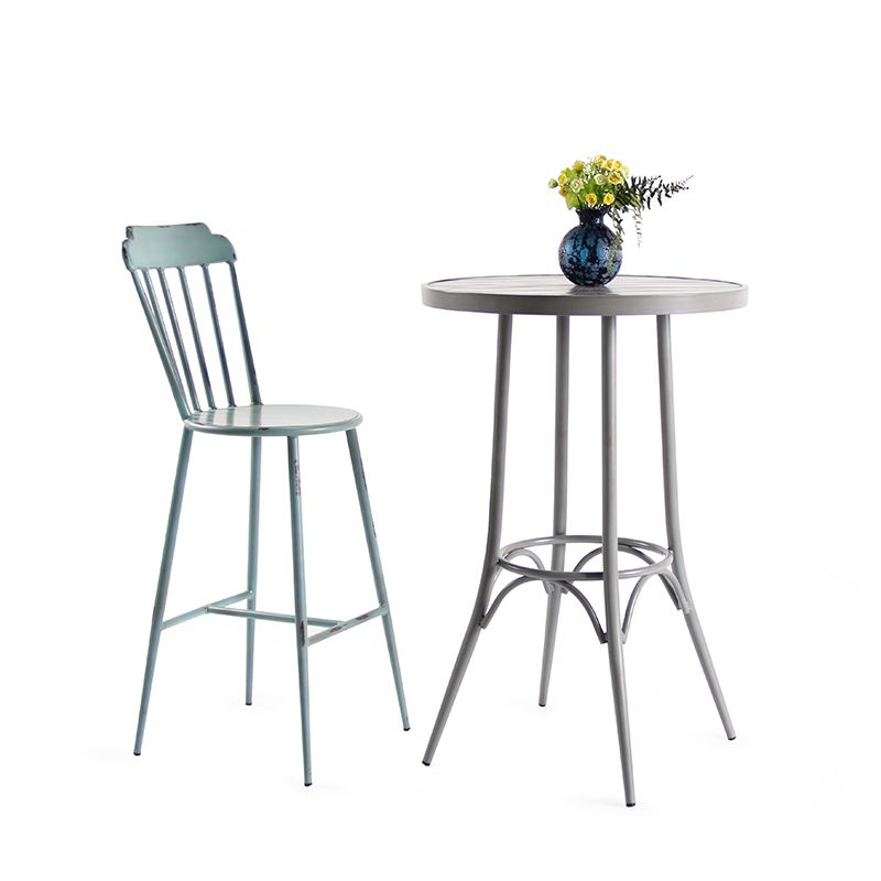Fashion Round Metal Vintage Industrial Tables Chairs Set For Bar Club