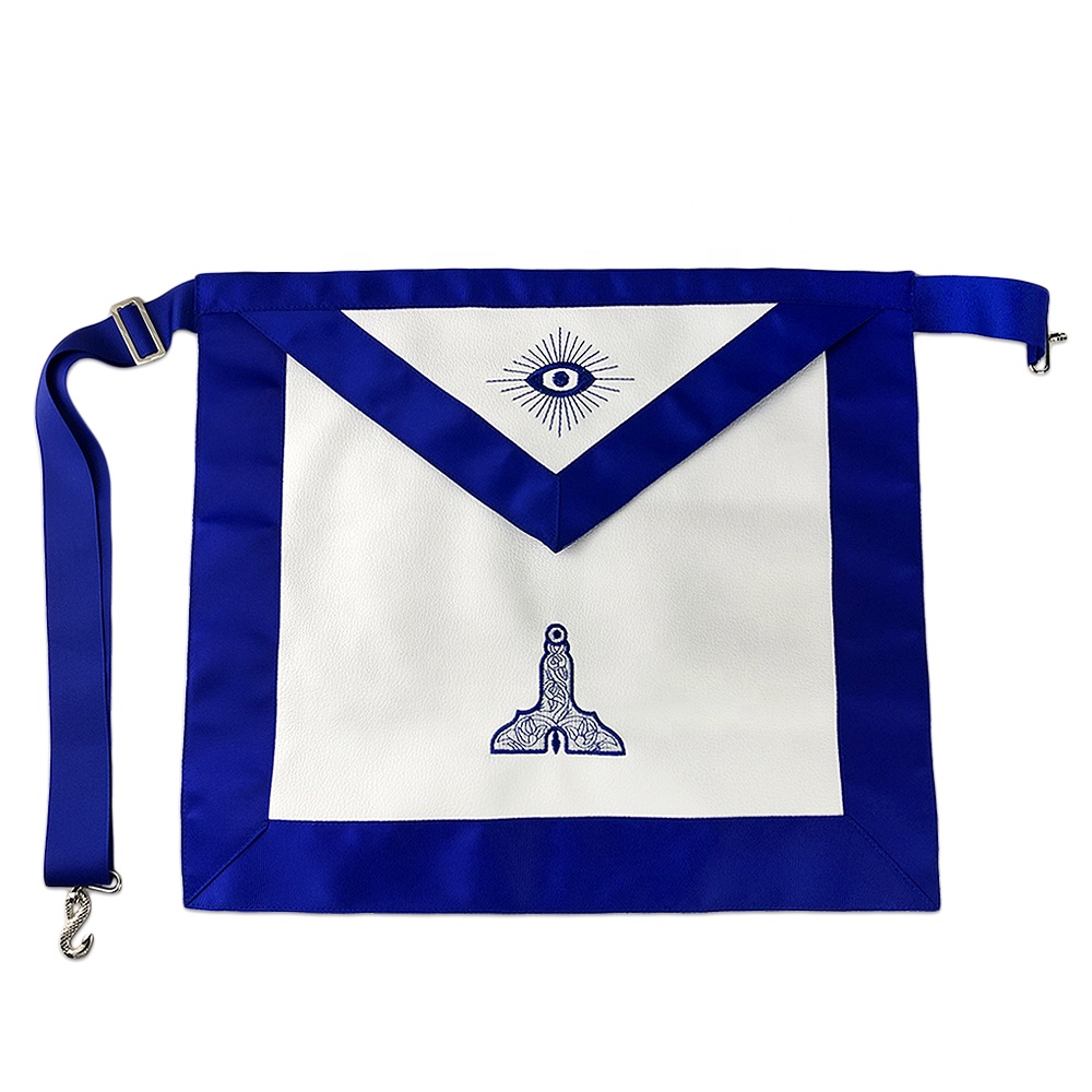 В наличии, низкое Минимальное количество заказа, фартук Masonic Regalia для пожилых людей, кожаный логотип на заказ, Бесплатная синяя сетка с вышивкой
