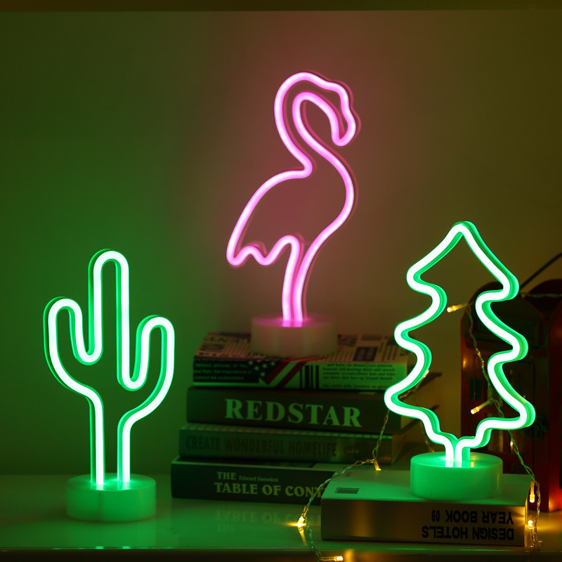 Flamingo Shape LED Neon Light with Holder Base USB&Battery Powered Table Lamp custom led neon lights neon lighting