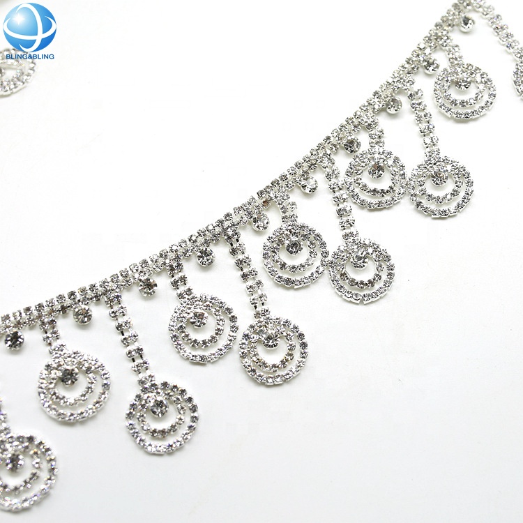 Wholesale Supplier Shoe Trimming Decorations Tassel Rhinestone Cup Chain For Waistband