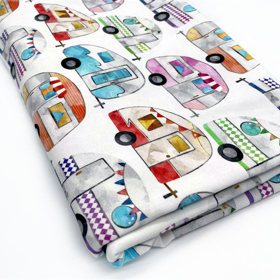 Cheap Cotton Fabric Pictures 100% High Quality By Yard Cartoon Car Design Jersey Digital Print Fabric 100% Cotton In Stock