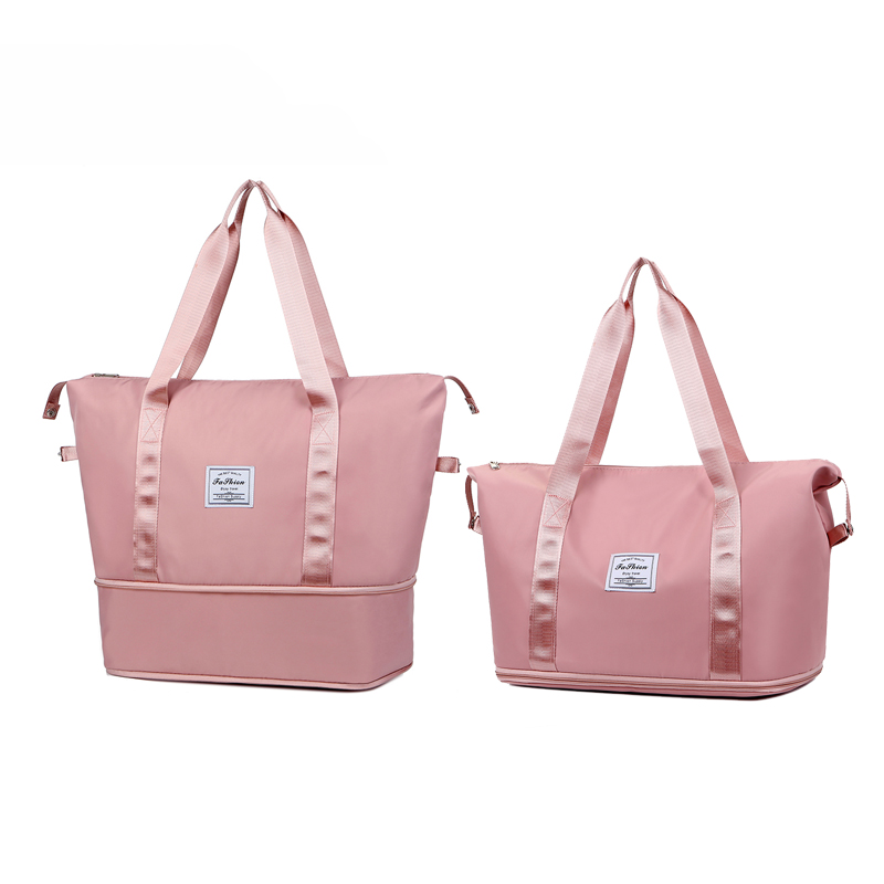 Wholesale Custom Cheap Expandable Ladies Nylon Designer Duffel Bag Fitness Waterproof Fashion Pink Yoga Sport Gym Bag For Women