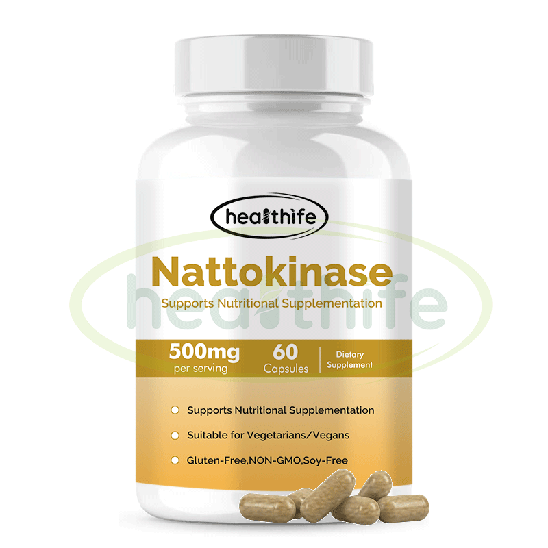 Healthife Nattokinase Supplements 2000fu Natto Extract 500mg/Cap Nattokinase Capsules