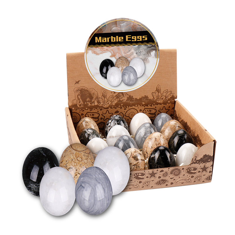 16 Pcs 7cm Natural White Grey Black Yellow Large Carving Stone Onyx Marble Egg