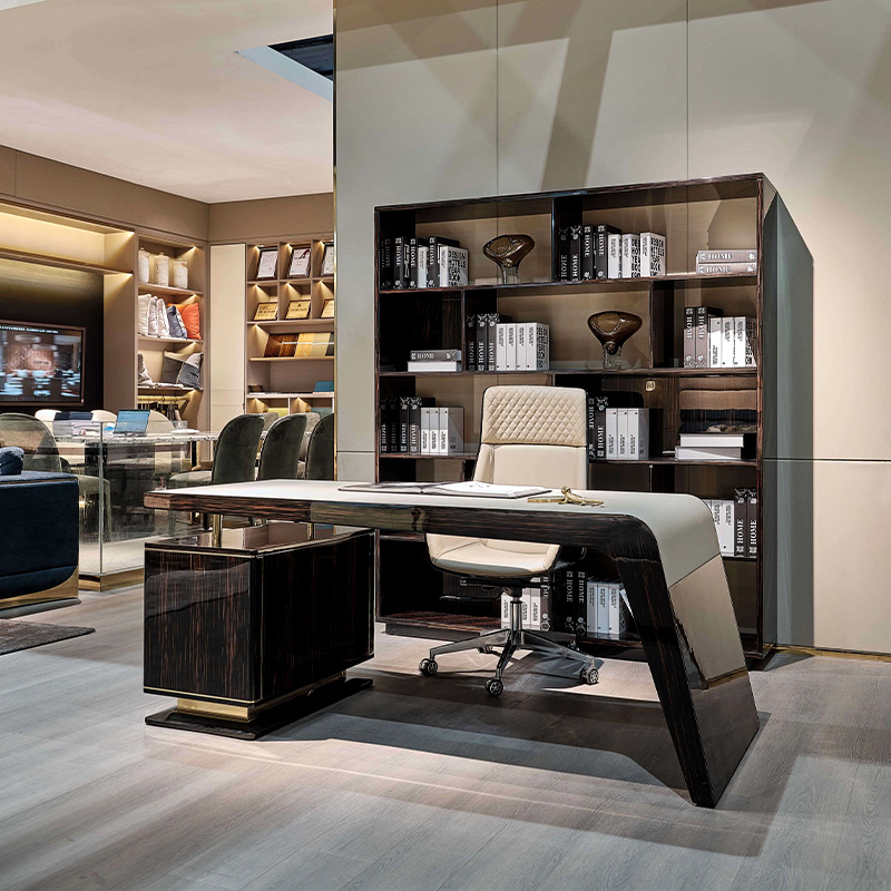 Italian luxury design modern computer desk with two drawers black high gloss writing desk