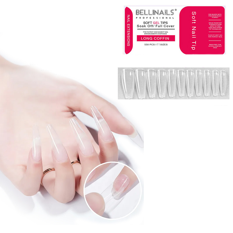 Гель для ногтей BELLINAILS, фирменная торговая марка X Gelly, мягкие гелевые Типсы с прозрачным полным покрытием