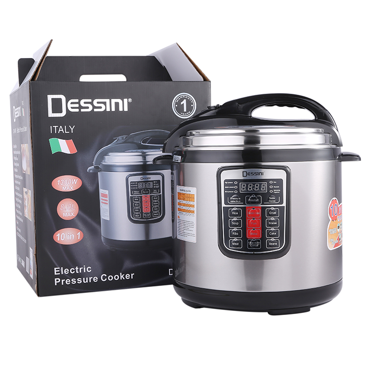 DESSINI High quality home kitchen 8 L multifunctional 10 in 1 nonstick inner pot electric pressure rice cooker