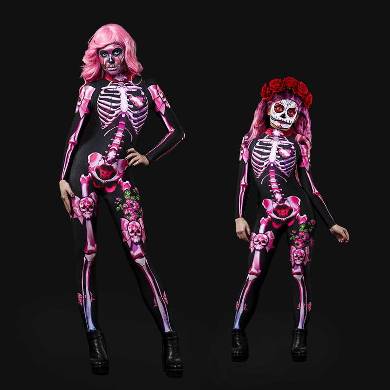 F22105A 2021 New Halloween Jumpsuits Cosplay Costume Fancy Dress Skeleton Parent-Child Clothing Jumpsuits