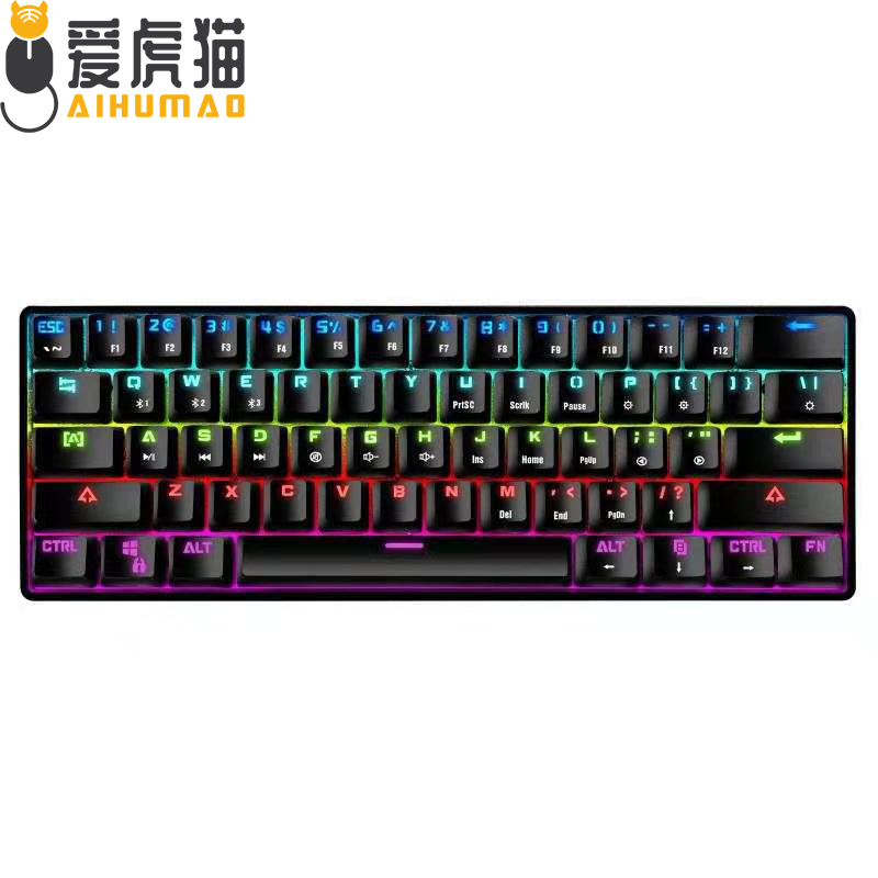 60% Компактная Беспроводная/Проводная Механическая клавиатура RGB, игровая клавиатура с 61 клавишей