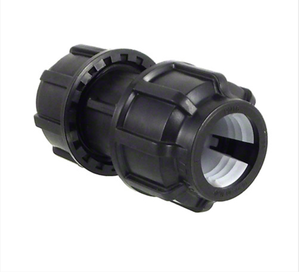 Капельное орошение HDPE пластиковые компрессионные фитинги, соединительная муфта PE для полиэтиленовой трубы