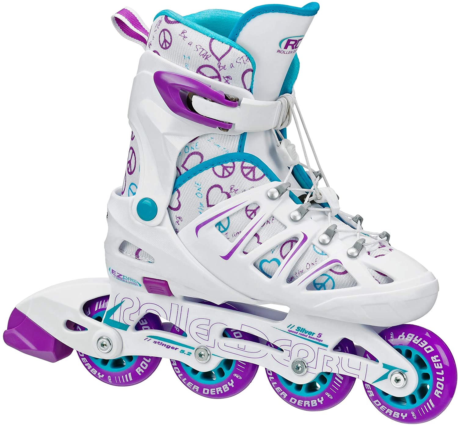 Inline Skate Aggressive Inline Skates Adjustable White 4 Wheel Inline Skates for Kids