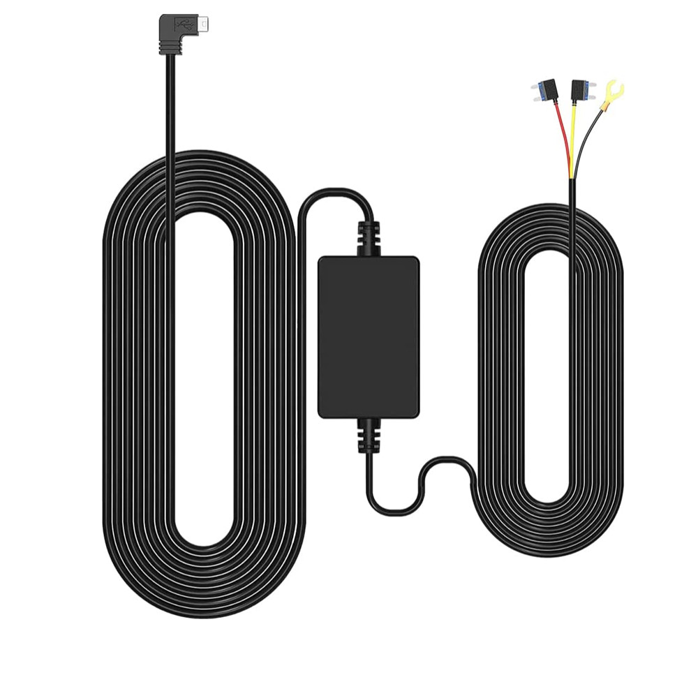 Комплект из жесткого провода с микро-USB портом 11,5 футов для видеорегистратора, преобразует 12-24 В в 5 В/2,5 А, защита от низкого напряжения для видеорегистратора, комплект из жесткого провода