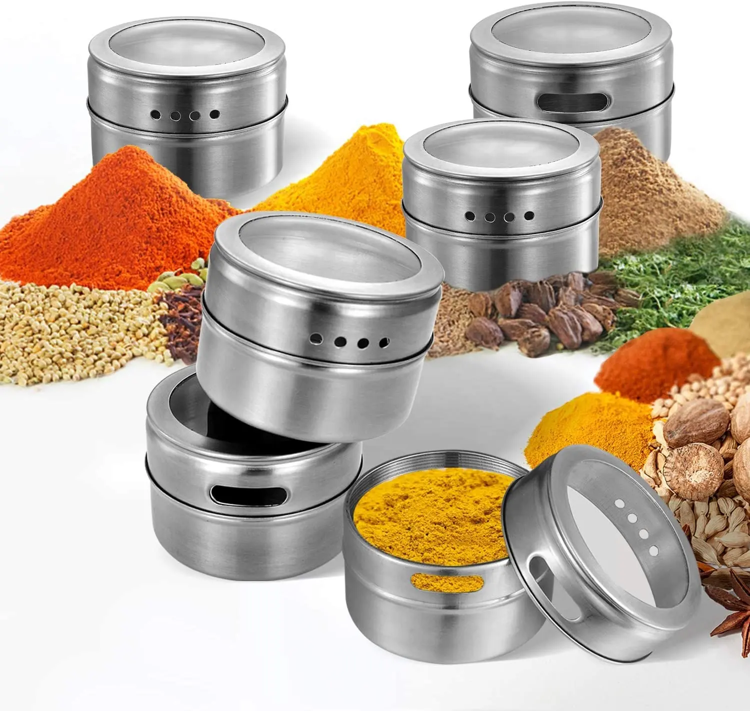 Magnetic Spice Tins 12pcs Stainless Steel Magnetic Spice Container Magnetic Spice Jars