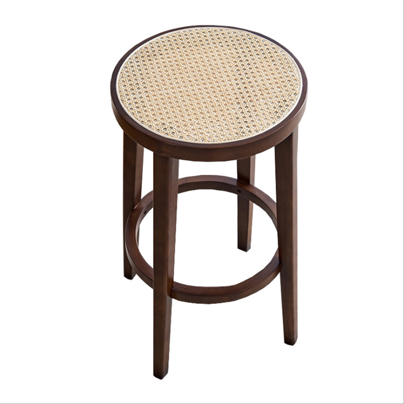 Xingsheng Nature color solid wood Modern simple dining chair Round the bar stool