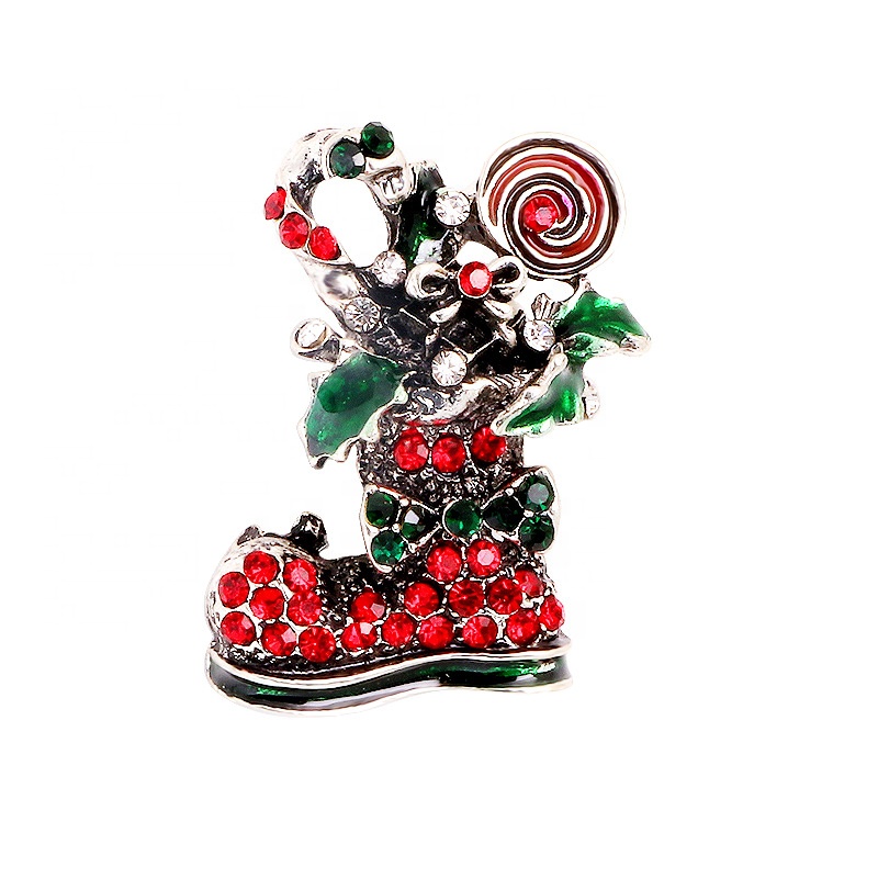 New design enamel Snowman Santa bell socks Christmas tree Brooch Christmas gift