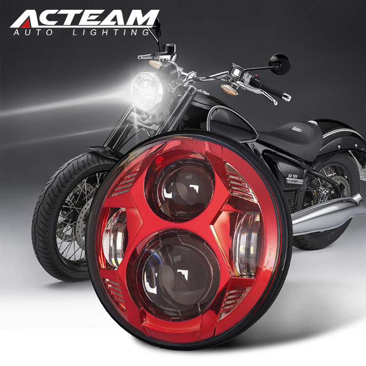 ACTEAM 5.75 Inch Blue Headlight Motorbike Customized Moto Head Light Motorcycle Lighting System