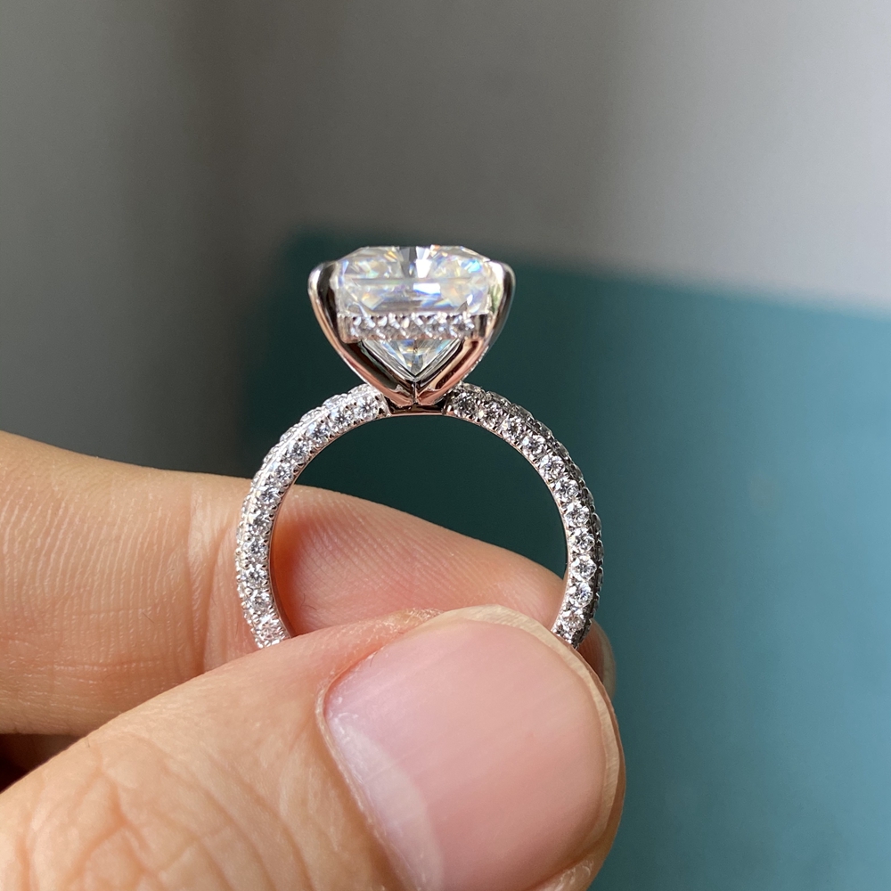 custom size 10x14mm 8 carat 18K White Gold radiant cut women engagement ring diamond moissanite rings