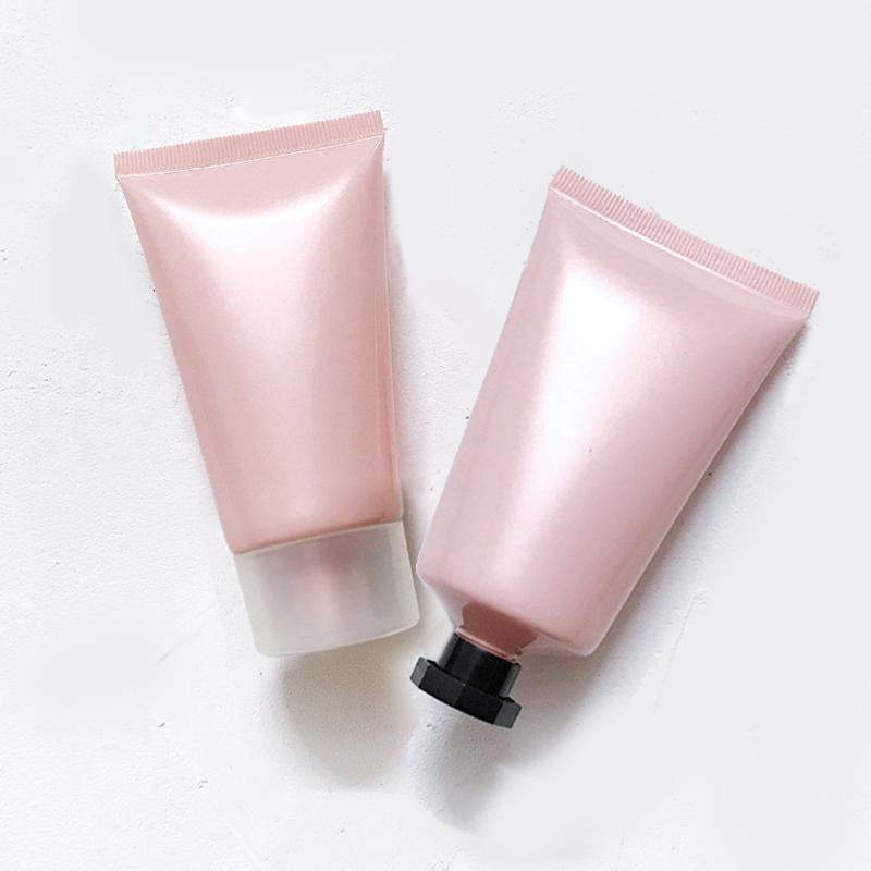 Free sample pink plastic cosmetic tube empty 60ml soft tube bb cream facial cleanser squeeze tubes with octagonal lids