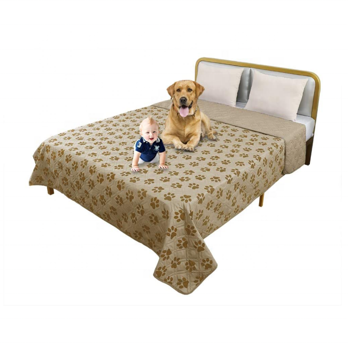 Waterproof Dog Blanket with Paw Pattern Design Reusable Pet Blanket for Bed, Reversible Dog Bed Cover Washable for Kids Pet