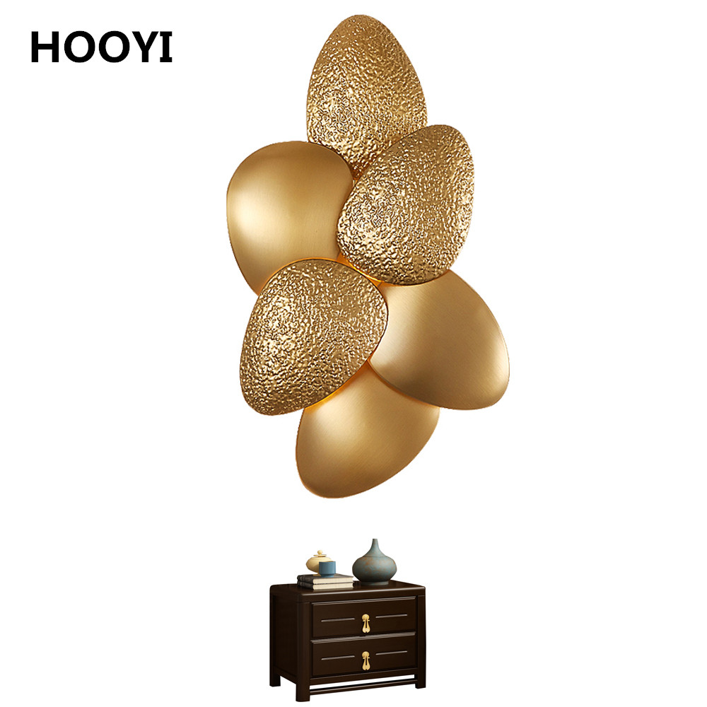 Современная светодиодная настенная лампа HOOYI, роскошный золотистый настенный светильник из полированной стали для гостиной, домашний декоративный светильник, осветительные приборы
