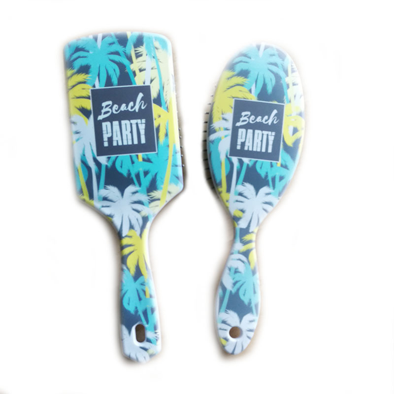 Coconut Tree Pattern Hairbrush Soft Bristles Hot Comb Hair for Women