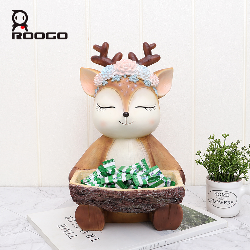 Фигурки Roogo из смолы, лоток для хранения в форме милого оленя для домашнего декора