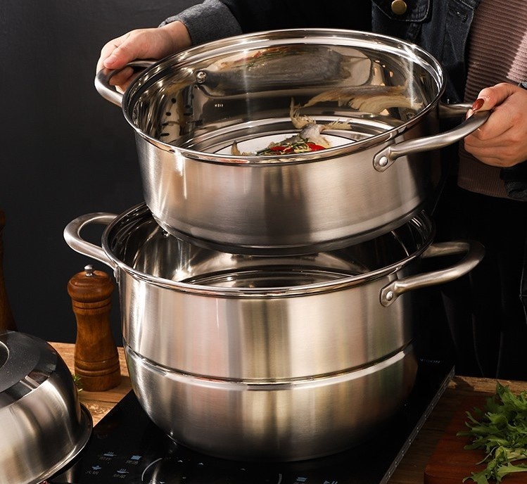Самая популярная кухонная посуда, комбинированная крышка, пароварка, пароварки из нержавеющей стали, трехслойная в 2020, экологически чистая