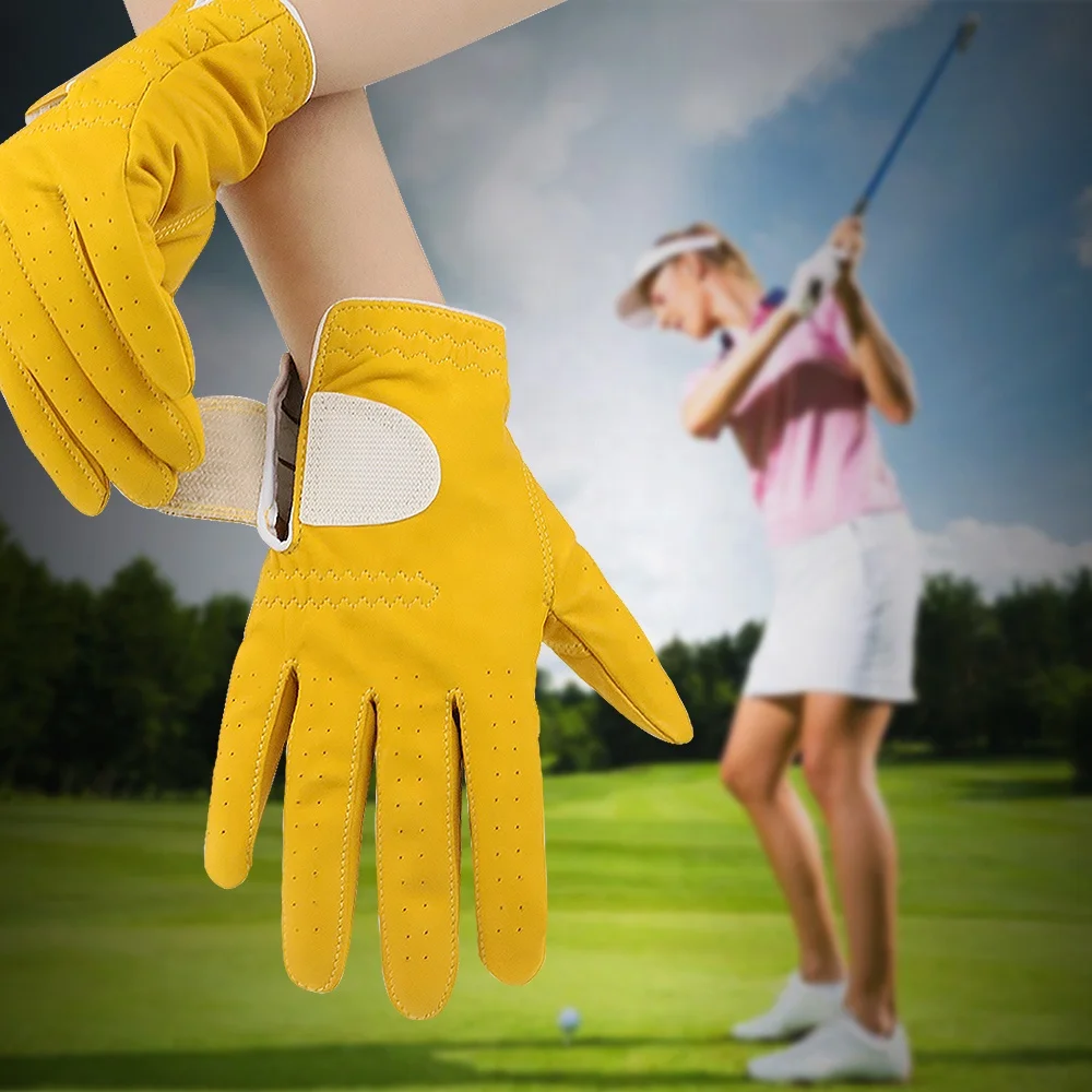 New design women sports waterproof breathable baby cowhide custom golf gloves