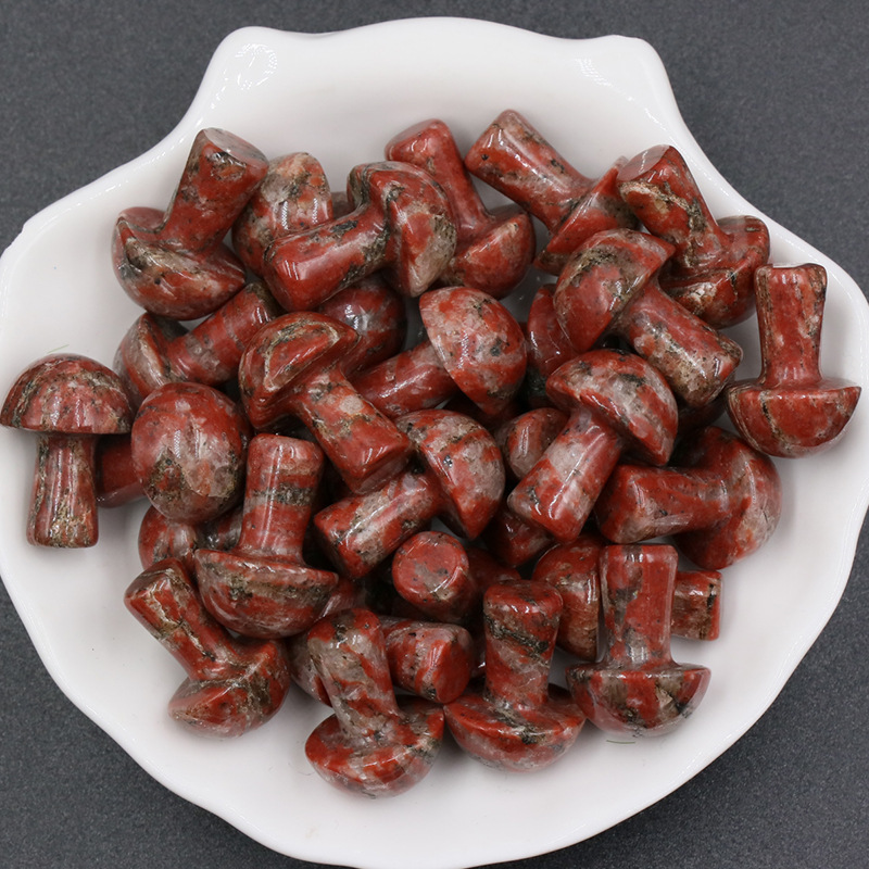 Natural Healing Crystal Mushroom Gemstone Crafts Wholesale Sesame Stone Stone Mushrooms For Home Decoration