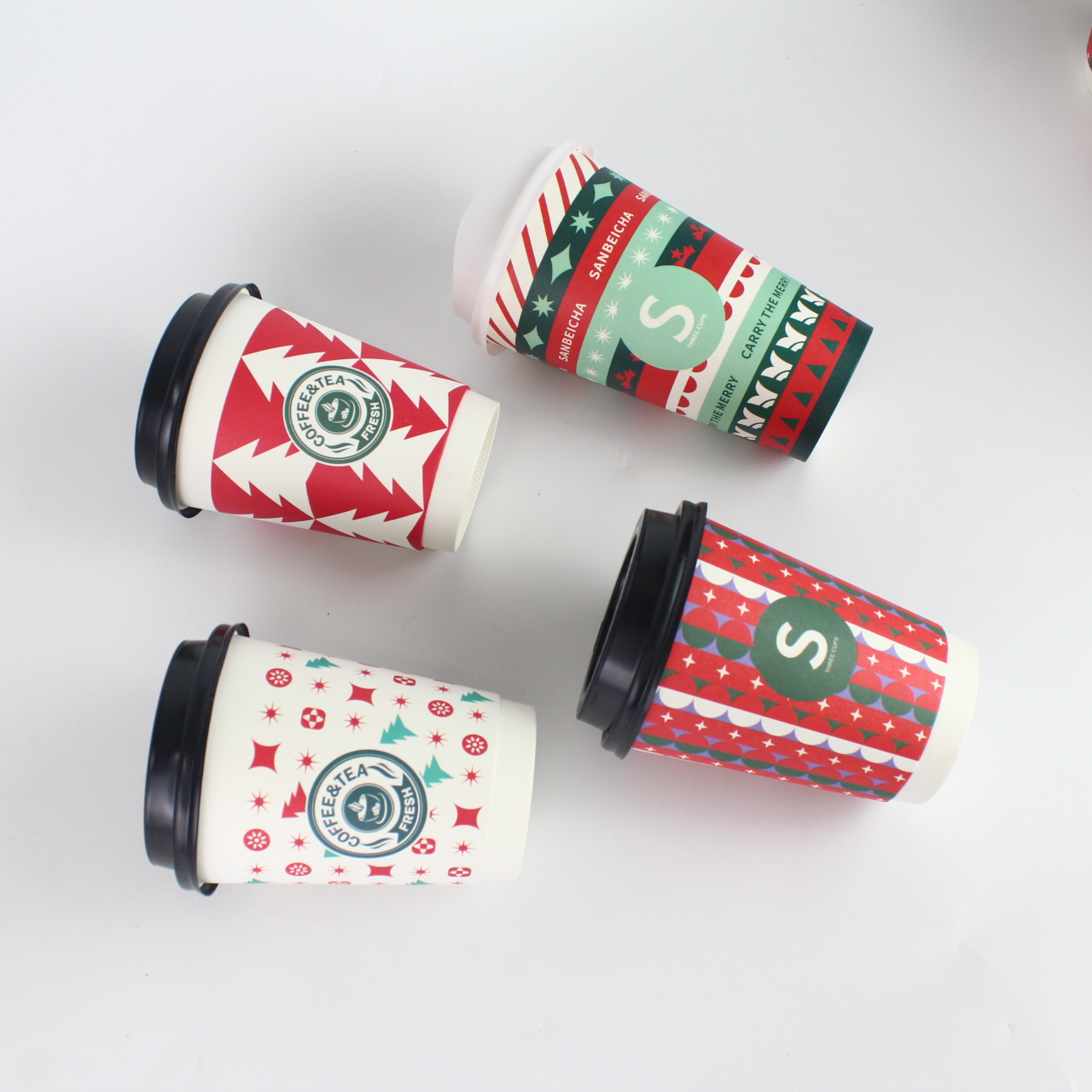 personalized eco friendly disposable 7oz hot drink tea paper coffee cup with lid with sleeves and lid 1/4/8 oz