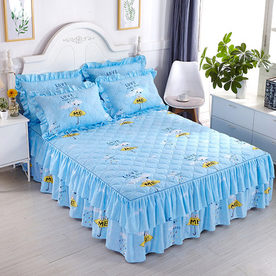Bed Skirt Thickened Warm Milk Velvet Coral Three Piece Set Flannel Bedding set 815-0245-1