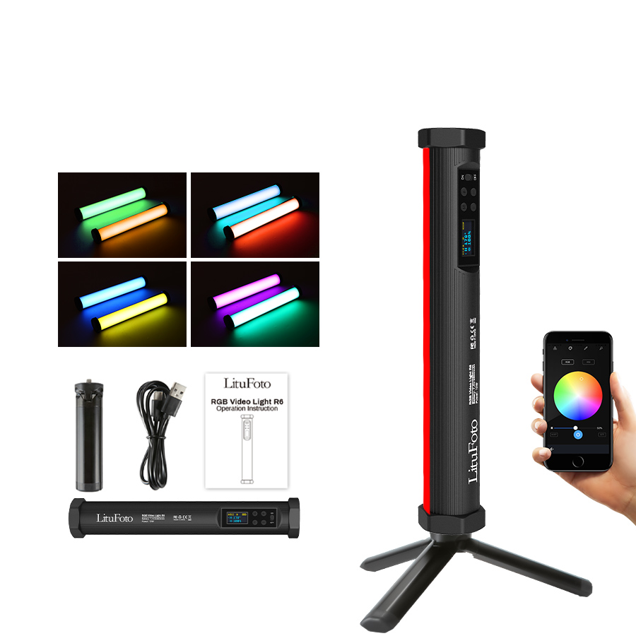 RGB осветительная палочка, Светодиодная трубка с управлением через приложение, 190 светодиодных лампочек с регулируемой яркостью, 3200-7500K CRI96 + 9 световых эффектов