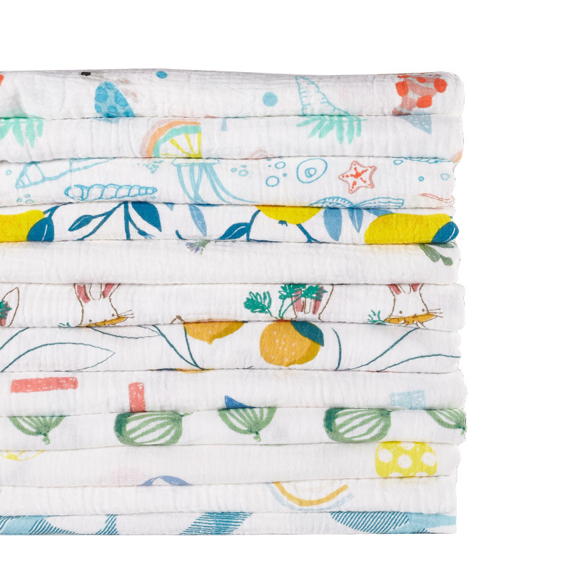 Wholesale custom printed organic 100% cotton double gauze muslin fabric for baby