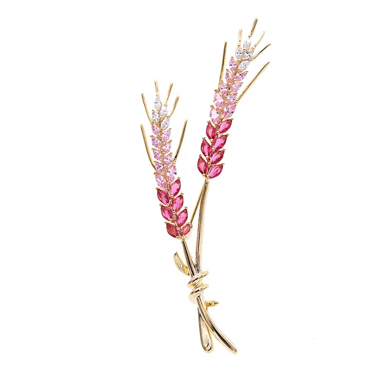 XILIANGFEIZI High Quality Designer Brooches Wheat Corsage Korean Fashion Colorful Zircon Gemstone Plant Brooch