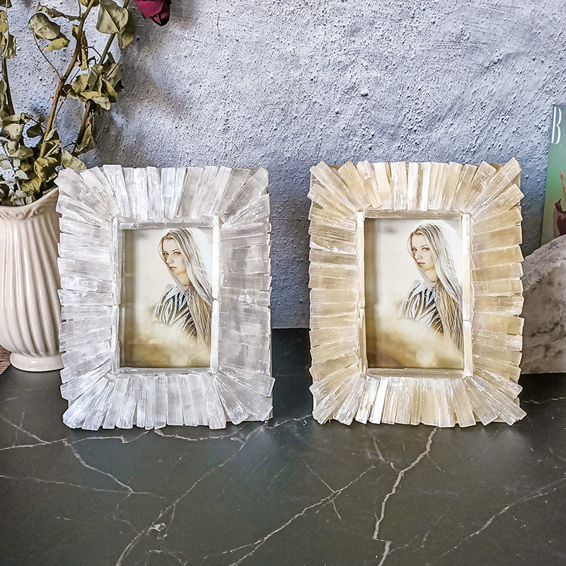 Fashion Crystal Ore Gypsum Photo Frame Decoration Living Room Bedroom Office Desk Photo Decoration Creative Home Decoration