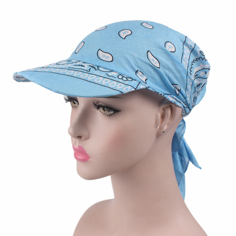 Women Head Scarf Visor Hat With Wide Brim Sunhat Summer Beach Sun Hats Female Printed Cap Cotton Printed Headband