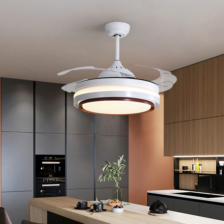 High Brightness Iron ABS Decor Residential Restuarant Air Cooling Led Ceiling Fan Light