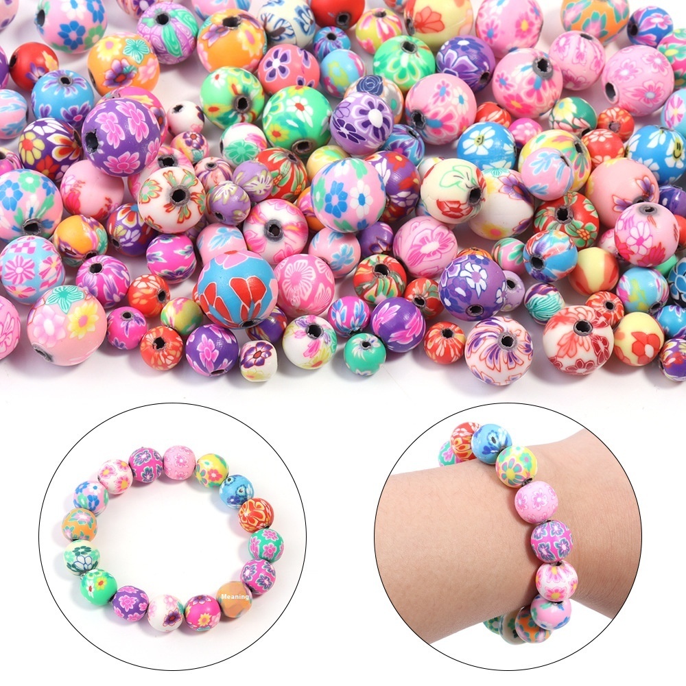 Hot Sale DIY Soft Pottery Beads Bracelet Color-Printed Clay Beads Jewelry Accessories Material Clay Loose Beads