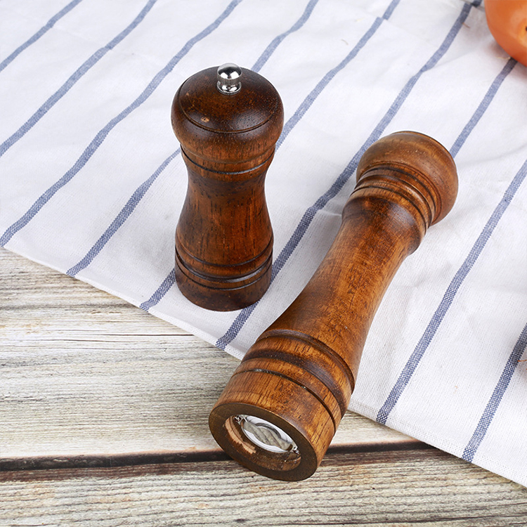 Durable Shakers Kitchen Gadgets Adjustable Ceramic Rotor Natural Oak Adjustable Grinding Tool Wooden Salt Mill Pepper Grinders