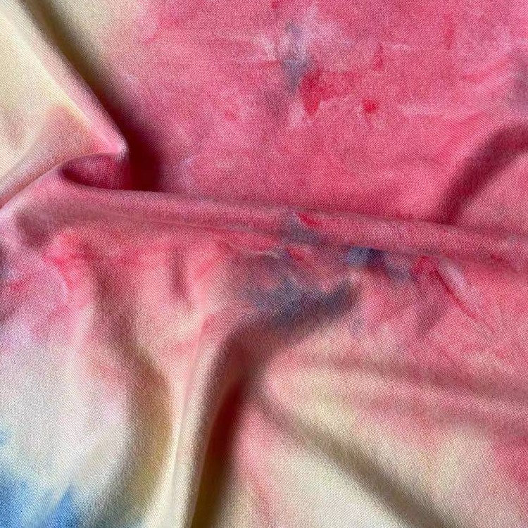 High quality soft beautiful knitted polyester milk silk DTY brushed tie dye fabric