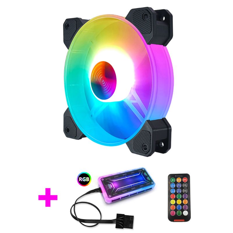 12 см Настольный ПК Вентилятор охлаждения светодиодные лампы RGB шасси вентилятор контроллер пульт дистанционного управления