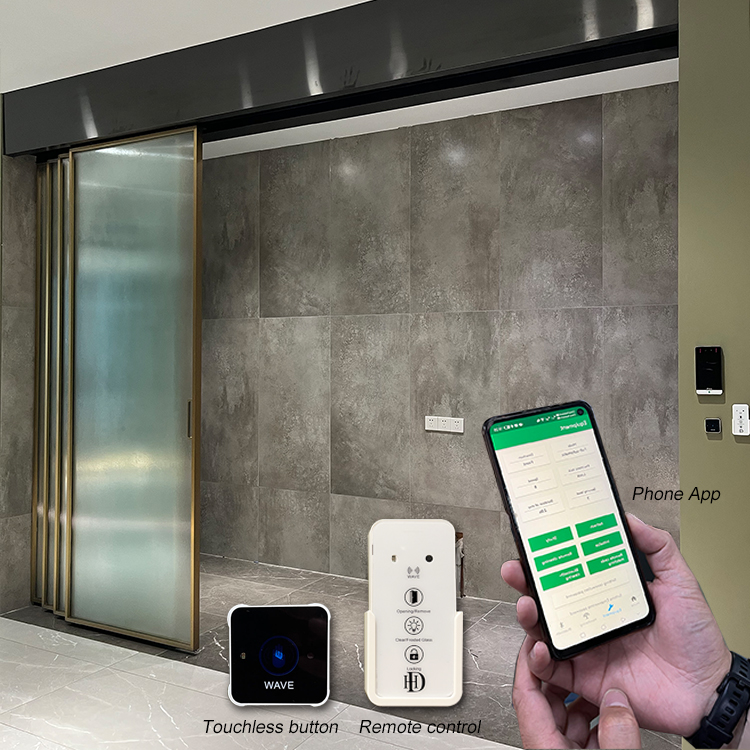 HDSAFE телефон App пульт дистанционного управления Датчик оператора раздвижных автоматических дверей Мотор для внутренней стеклянной двери Автоматическая система раздвижных дверей